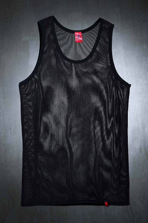ByTheR See-through mesh layered tank top black