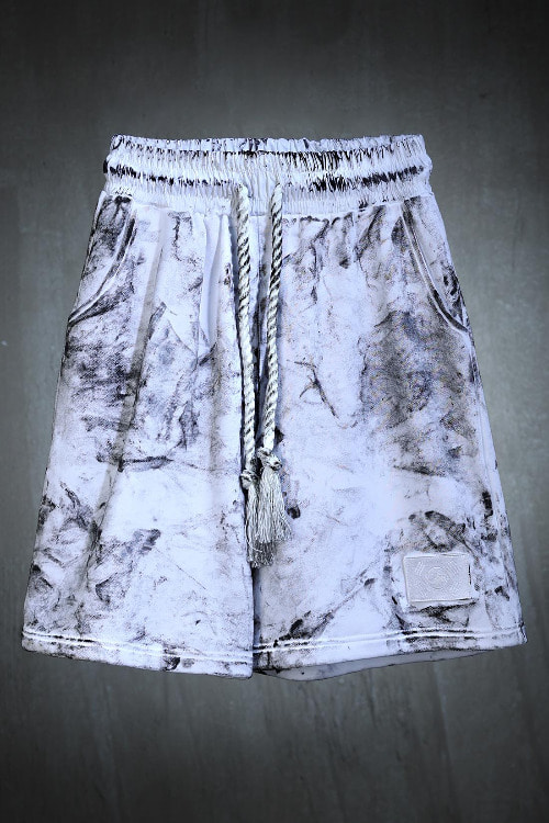 ByTheR Rough Painting Taegeukgi Patch Rope Shorts White