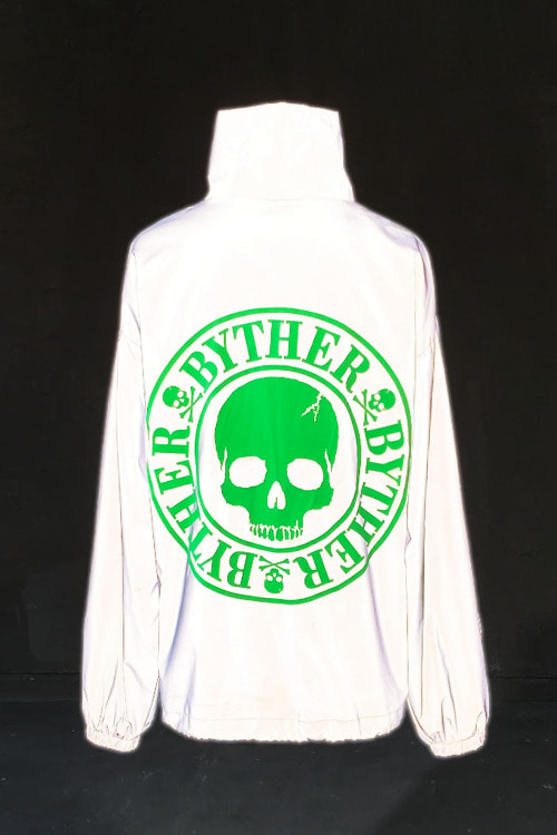 ByTheR Green Logo Printed Scotch Windbreaker