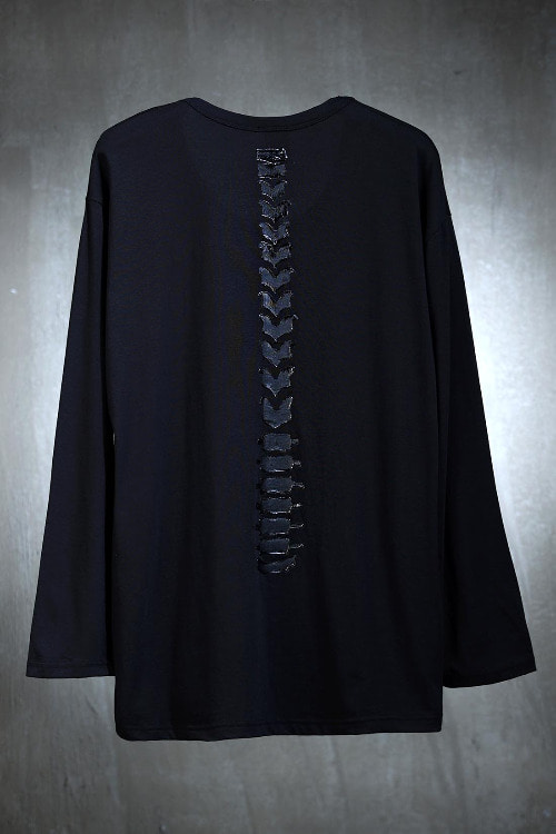 ByTheR Spine Painting U-Neck T-Shirt All Black