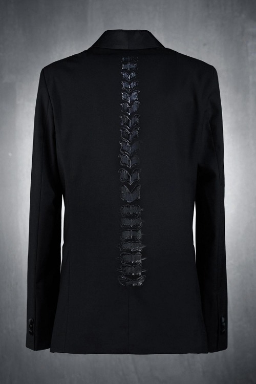 ByTheRByTheR Spine X-ray Black Painting Tuxedo Suit Blazer