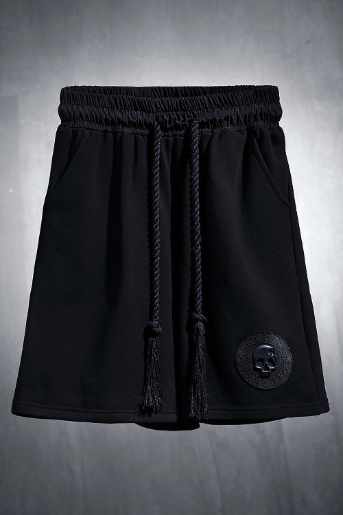 ByTheR Skull Louver Patch Rope Shorts Black
