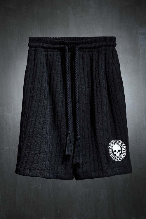 ByTheR Printing Twisted Cooling Knit Shorts Black