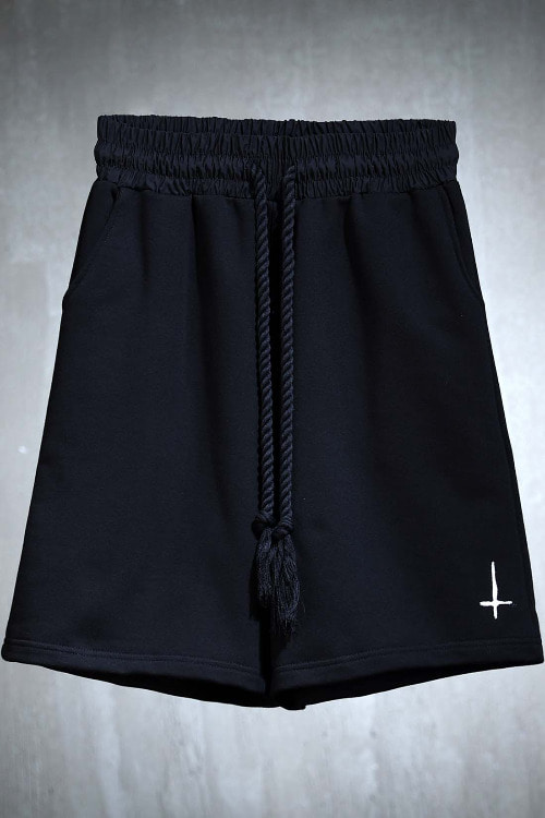 ProjectR White Cross Painting Shorts Black