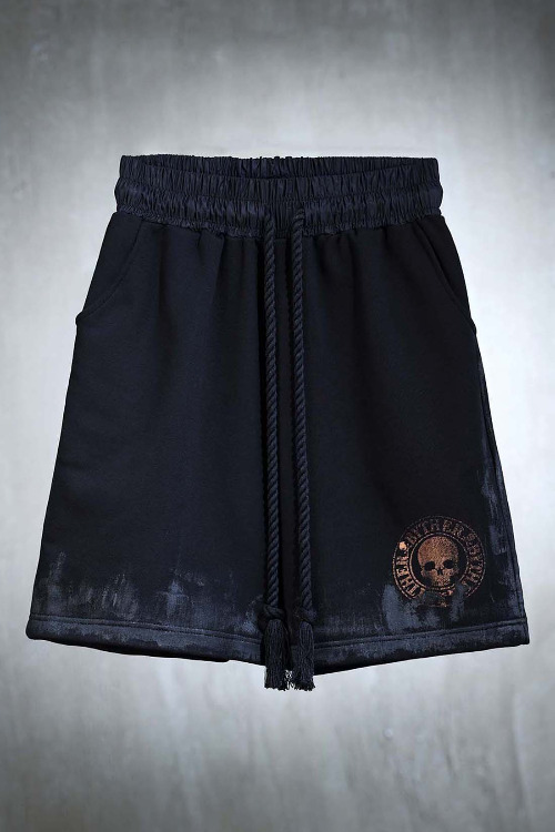 ByTheR Logo Bleach Shadow Painting Rope Shorts Black