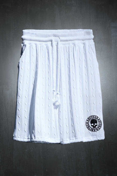 ByTheRByTheR Printing Twisted Cooling Knit Shorts White