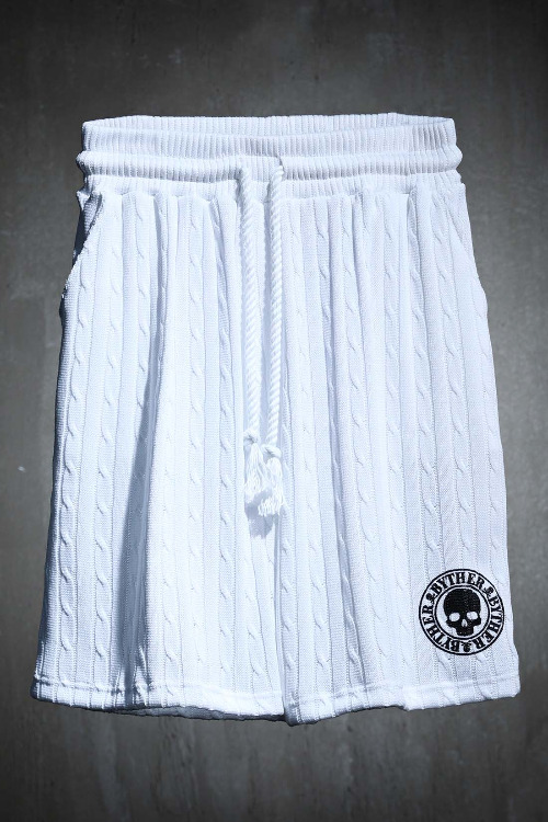 ByTheR Printing Twisted Cooling Knit Shorts White