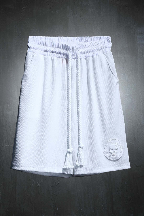 ByTheR Louver Patch Loose Fit Waffle Shorts White