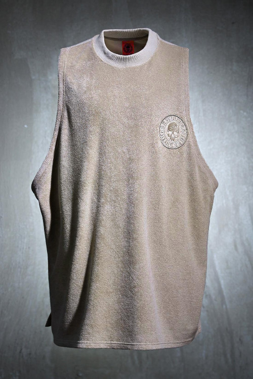 ByTheR logo embroidery towel loose fit tank top beige