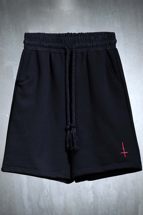 ByTheRProjectR Red Cross Painting Shorts Black
