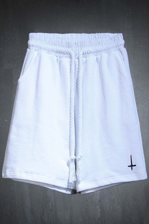 ByTheRProjectR Black Cross Painting Shorts White