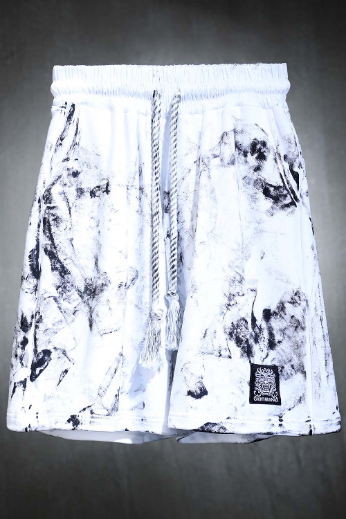 Mukha Logo Patch Rough Painting Loose Fit Rope Shorts White
