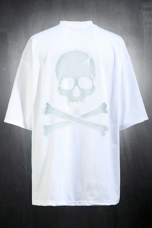 ByTheRByTheR Net Skull Loose Fit Short Sleeve Tee White