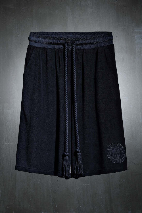 ByTheR Logo Embroidered Towel Banding Shorts Black