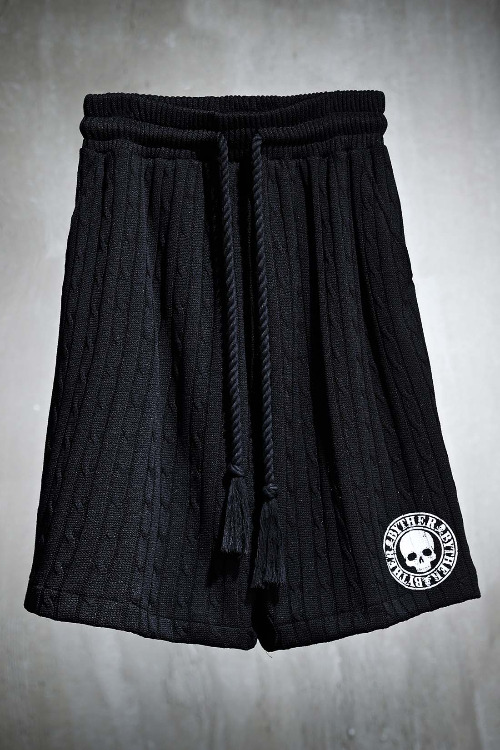 ByTheRByTheR Printing Twisted Cooling Knit Shorts Black