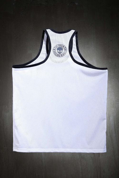 ByTheR Logo Print Muscle Mesh Tank Top White