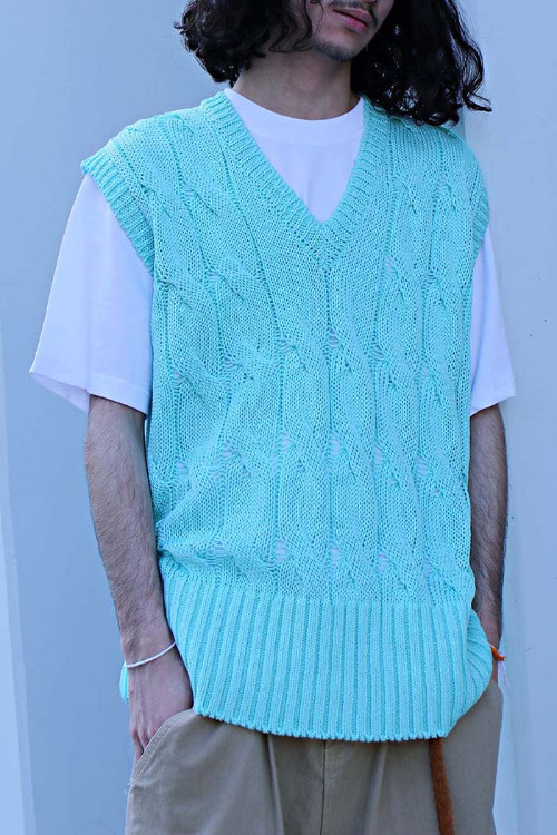 Twisted linen knit vest