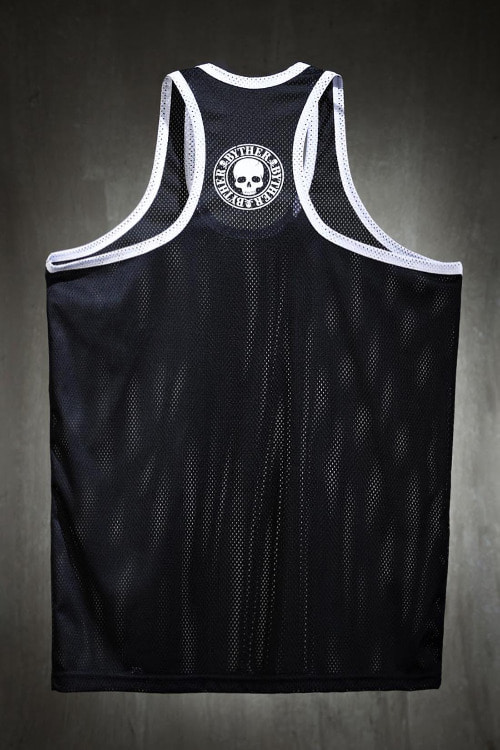 ByTheRByTheR Logo Print Muscle Mesh Tank Top Black
