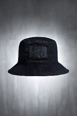 ByTheRByTheR Taegeukgi Embroidered Patch Cotton Bucket Hat Black