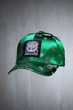ByTheRMukha Embroidery Patch Oriental Fabric Ball Cap Green