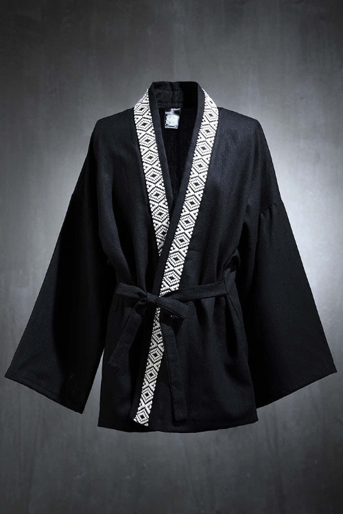 ByTheRMukha ethnic flat rope linen robe cardigan