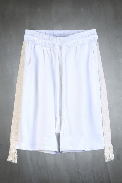 ByTheRMukha Ivory Flat Rope Shorts White