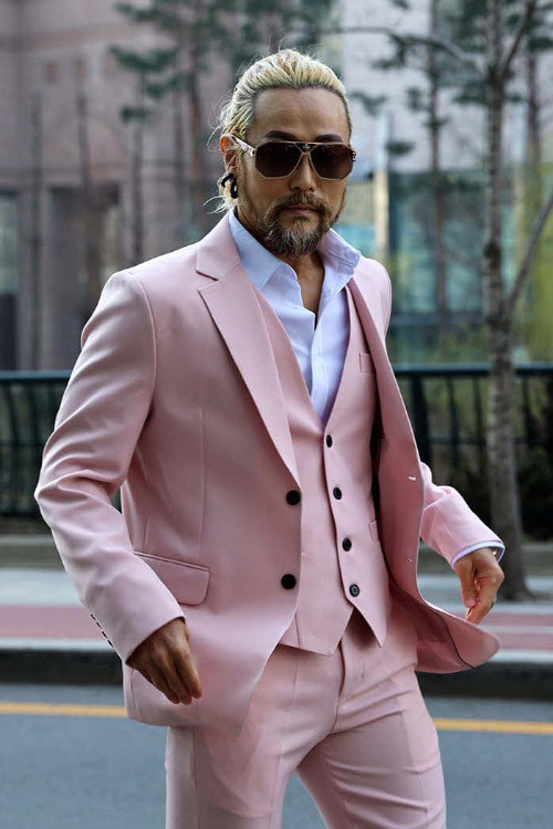 ByTheRslim fit single suit jacket pink