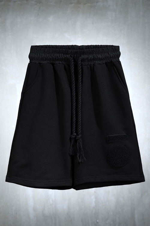 ByTheRByTheR Velcro Patch Rope Shorts Black