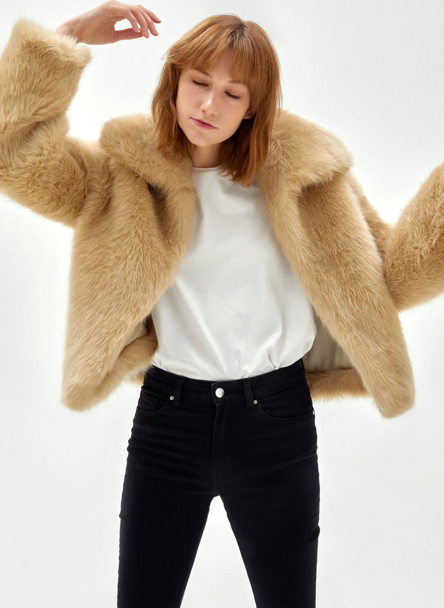 Hailee Eco Fur Jacket Beige