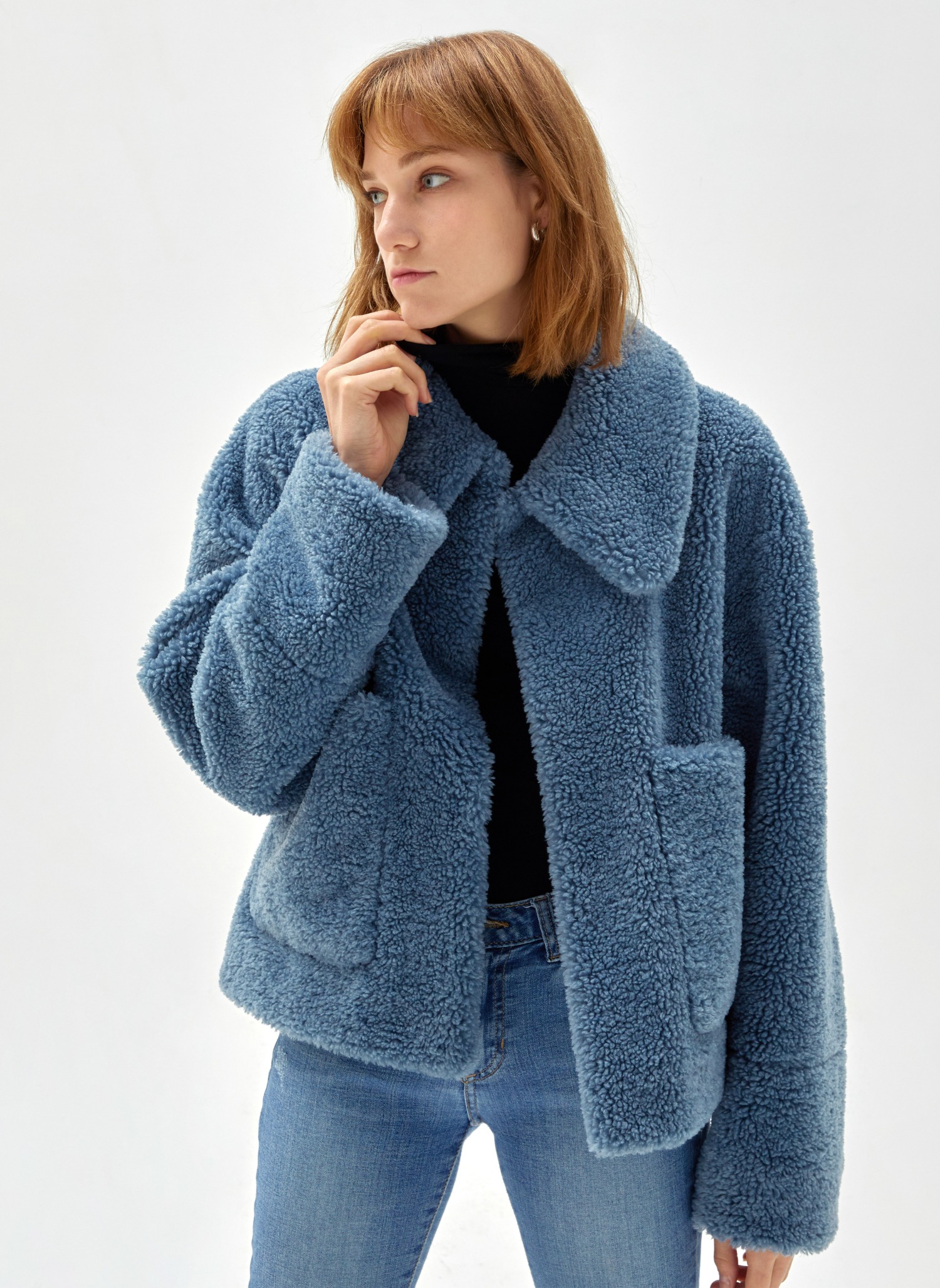 Baila eco fur mustang jacket midnight blue