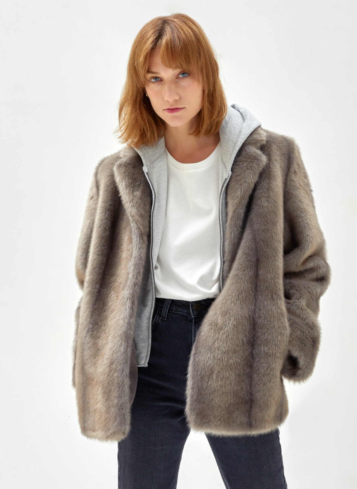 Jennie eco fur mustang jacket grey