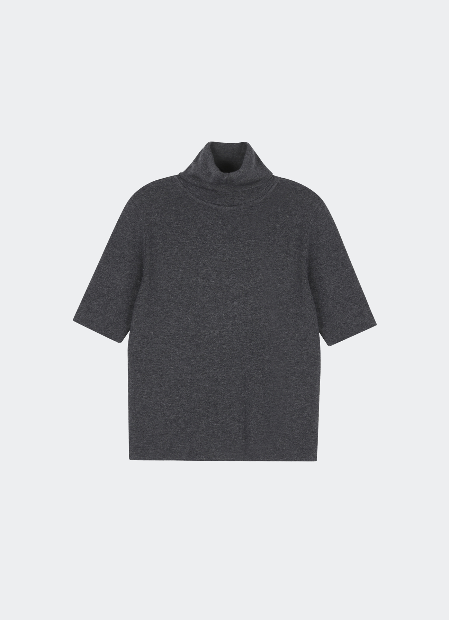 Merinowool-Blend Half Sleeve Turtleneck Knit Grey