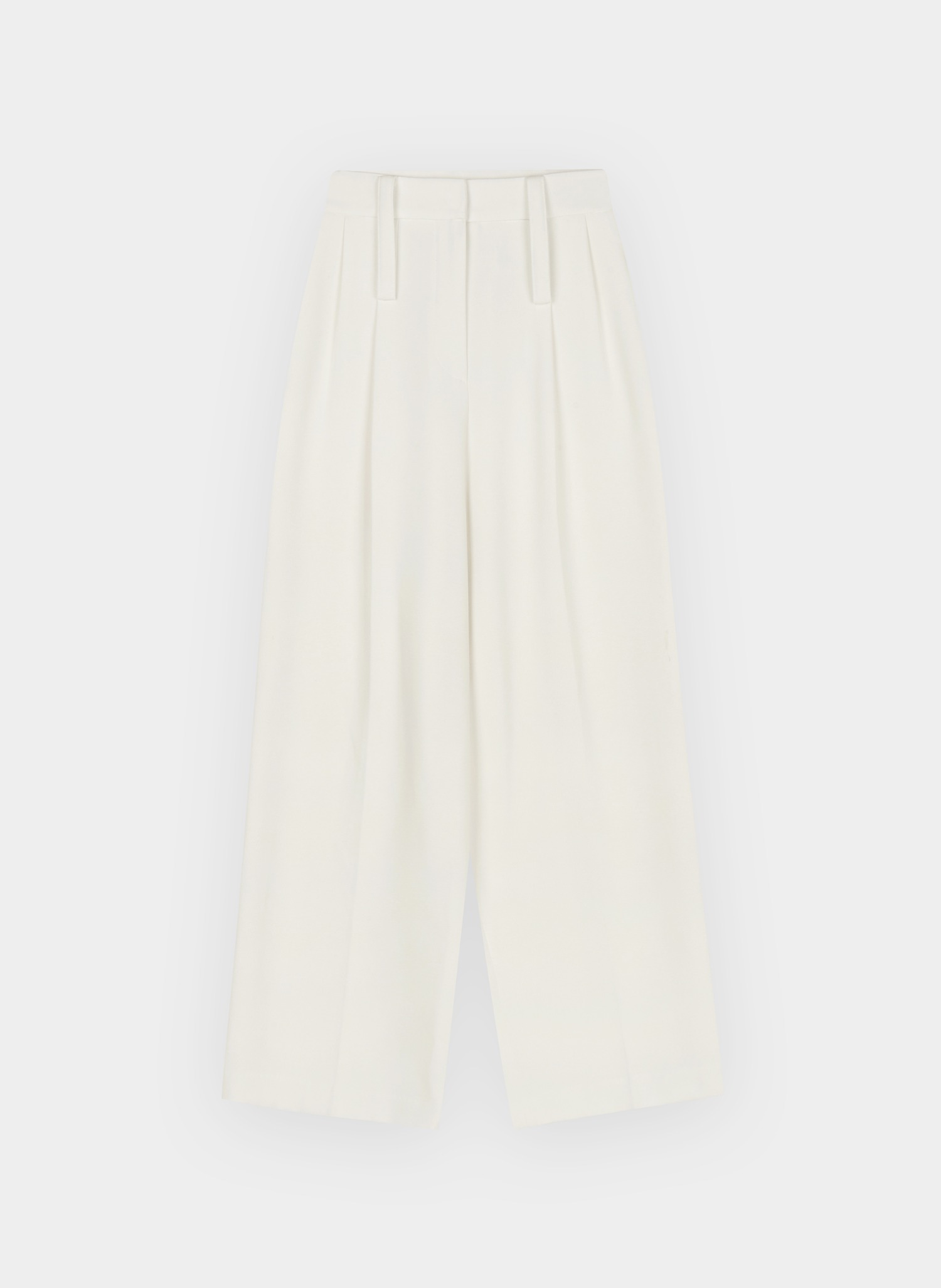 Belt Pointed Wide-Leg Trousers White