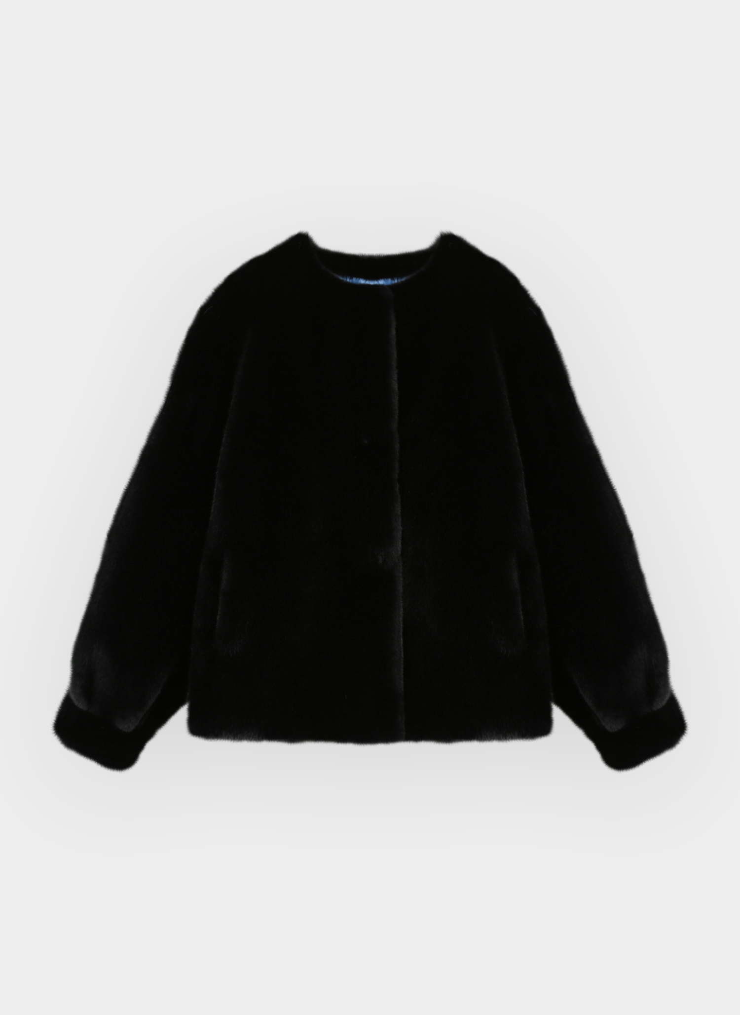 Blair Puff Sleeve Eco Fur Jacket Black