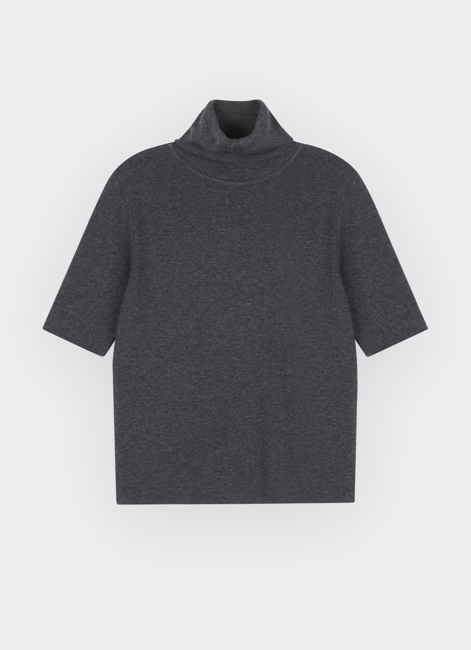 Merinowool-Blend Half Sleeve Turtleneck Knit Grey