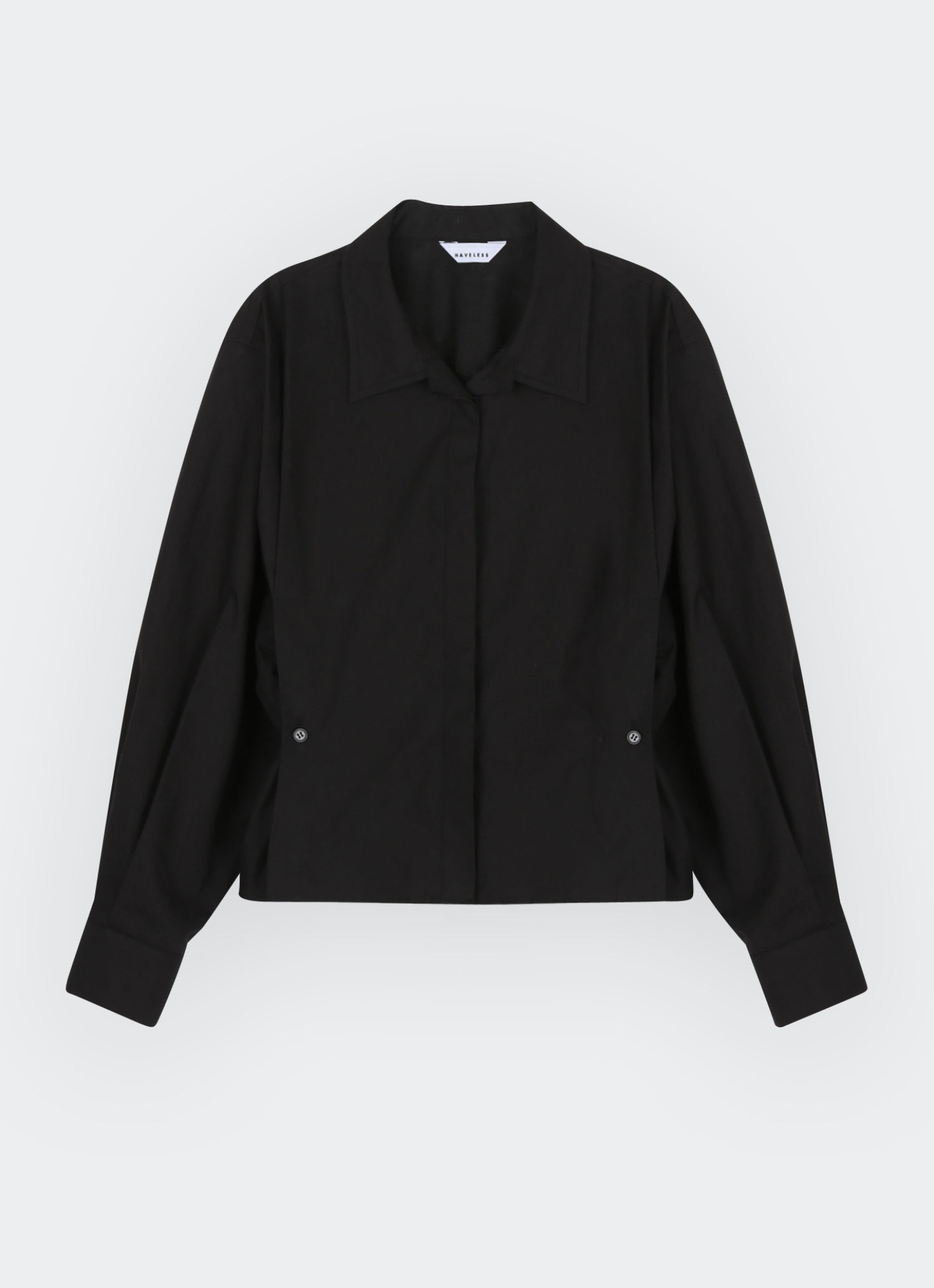 Side Button Cropped Shirt Black