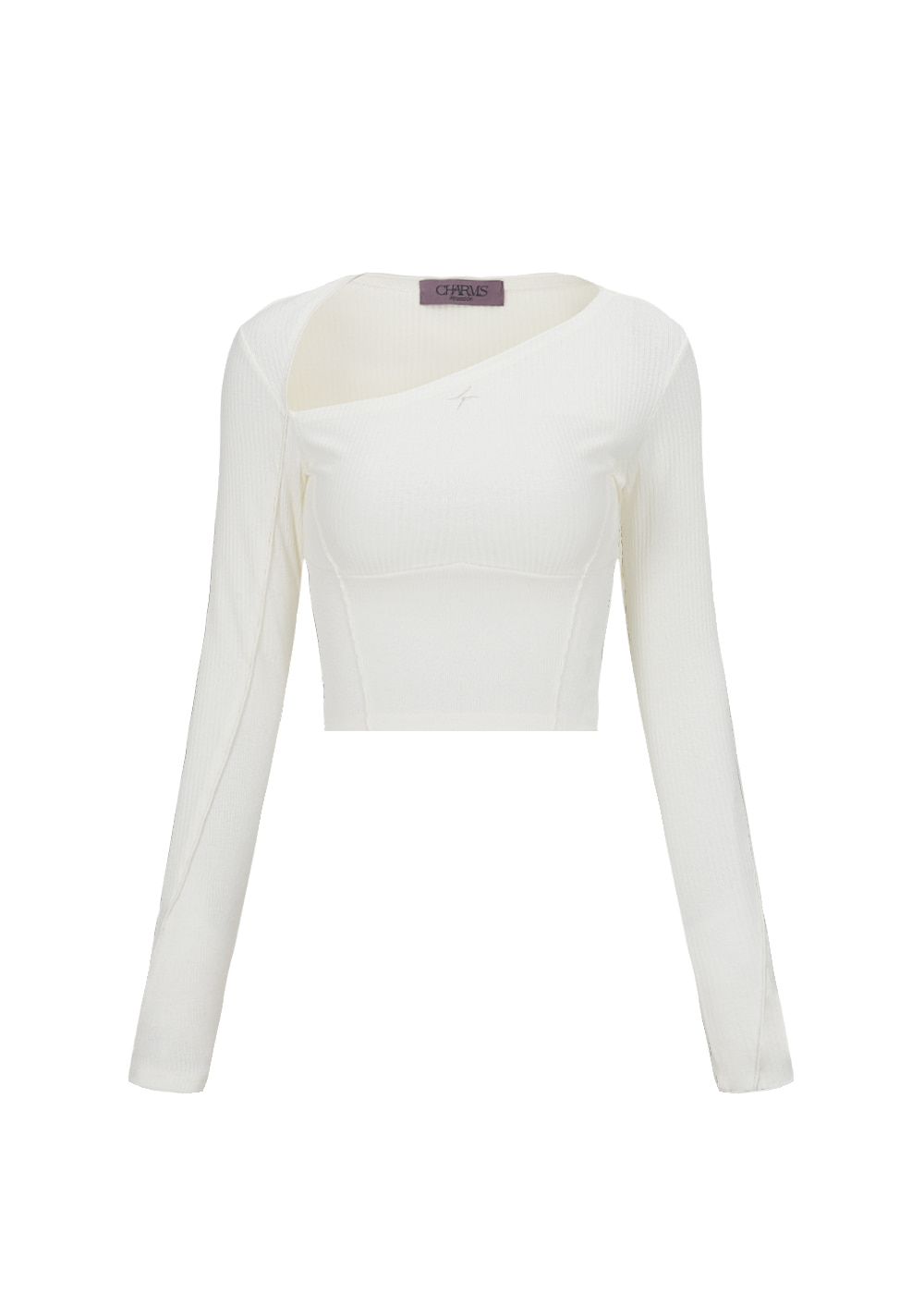 BACK SLIT PIPING CROP KNIT - IVORY