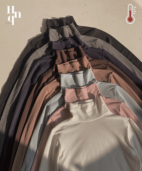 [자체제작] 초밀착 슬림핏 기모 폴라 티셔츠 -8 color