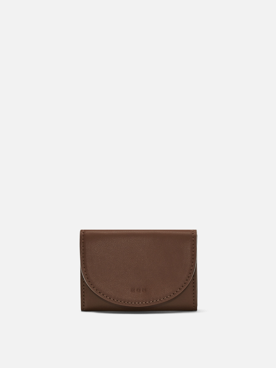 Round card wallet Cinnamon brown,로서울