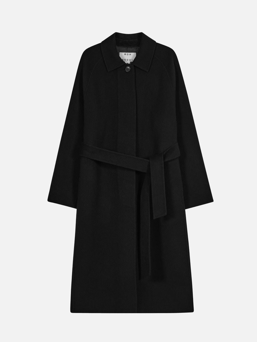 Wool Balmacaan Coat Black,로서울
