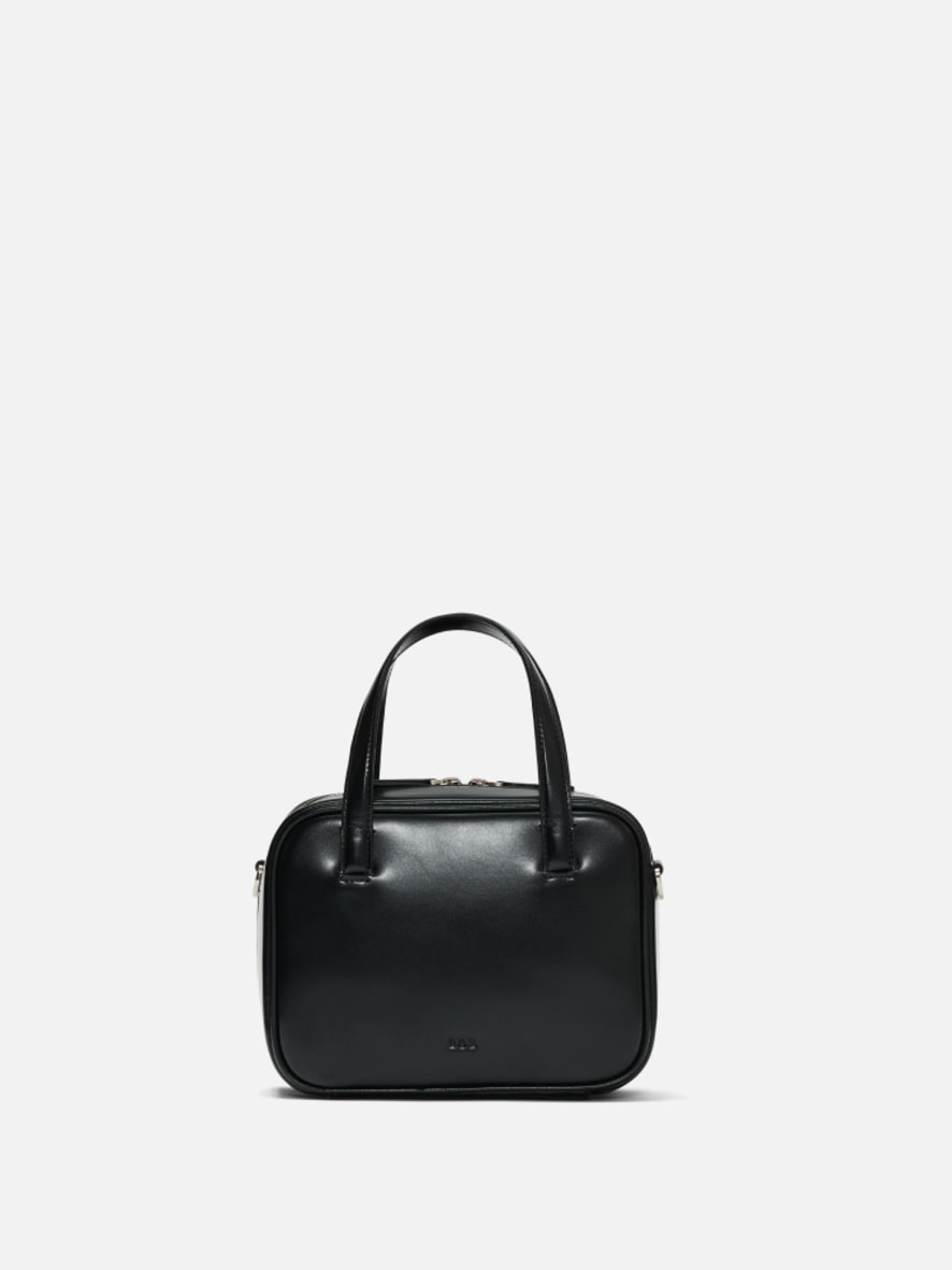 Tin square mini tote bag Glossy black,로서울