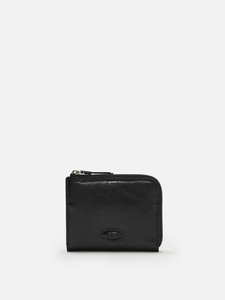Oval button wallet Wrinkled black,로서울