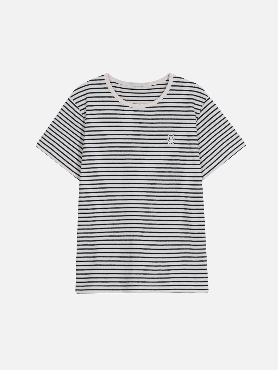 Rohbit wappen t-shirt Deep navy stripe,로서울