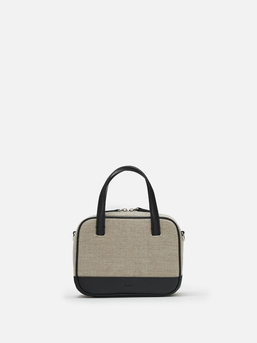 Tin square mini tote bag Jute Black,로서울