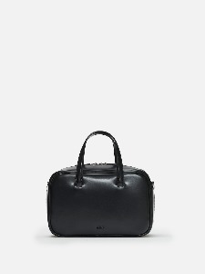 Tin square medium tote bag Glossy black,로서울