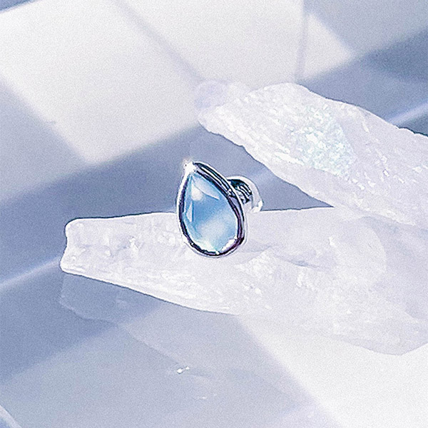 [Silver 925] Liquid Blue Chalcedony Piercing