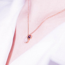 [Silver 925] Garnet + Rose Quartz Necklace