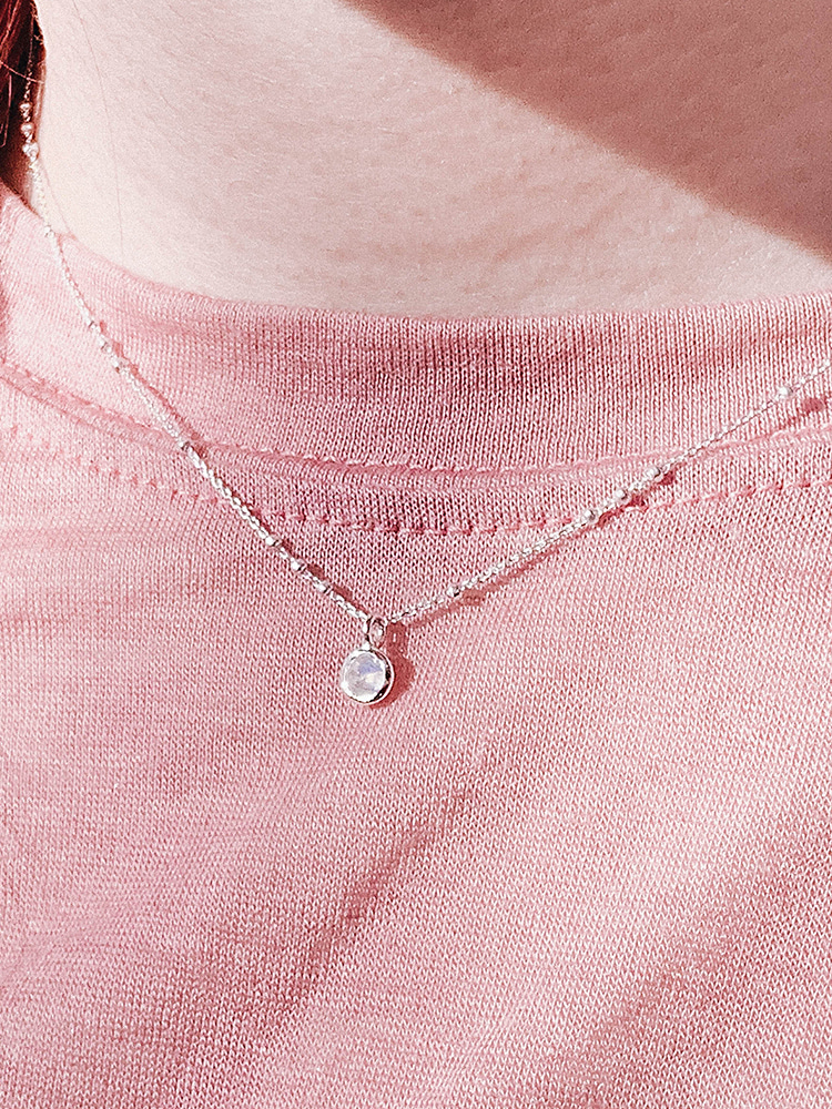 [Silver 925] Rainbow Moonstone Daily Necklace