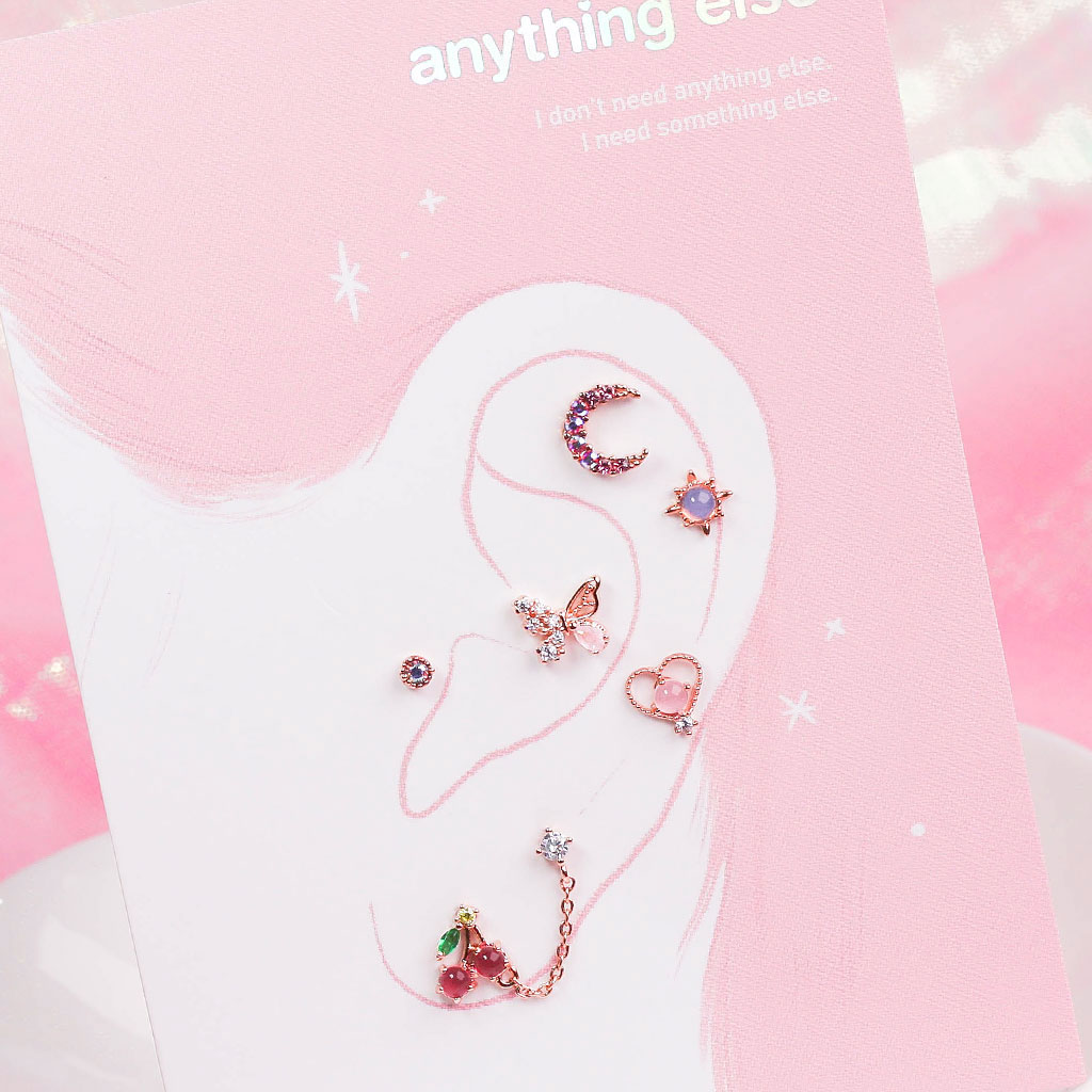 Blooming Pink Piercing/Earring SET