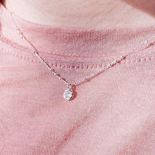 [Silver 925] Rainbow Moonstone Daily Necklace